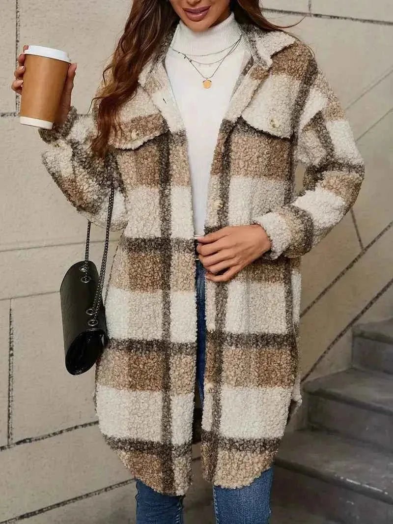 Trench-coat à carreaux doux pour femme
