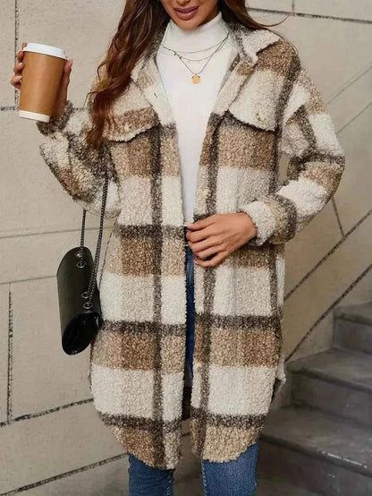 Trench-coat à carreaux doux pour femme