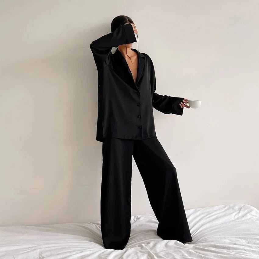 Damen Loungewear Set Bluse und Hose - IdealeKleiden