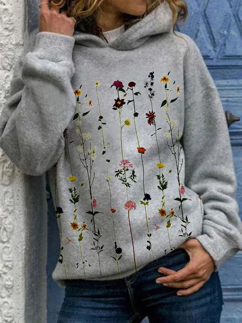 Kapuzenpullover Blumenmuster Damen - IdealeKleiden