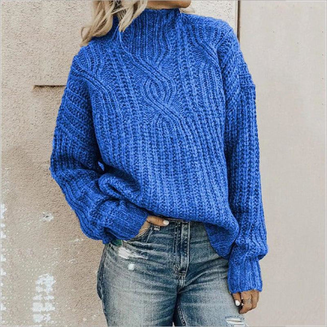Damen Pullover Winter Kabelstrick Style - IdealeKleiden