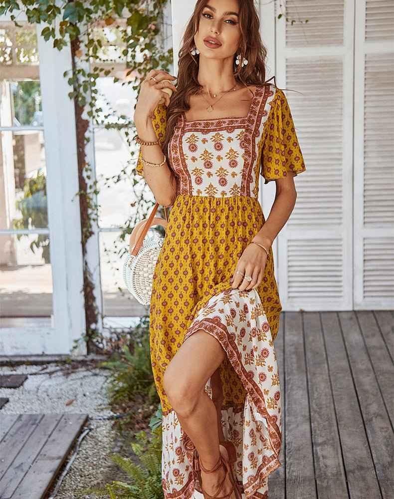 Robe longue bohème d'été à fleurs