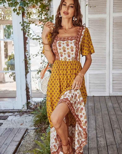 Robe longue bohème d'été à fleurs