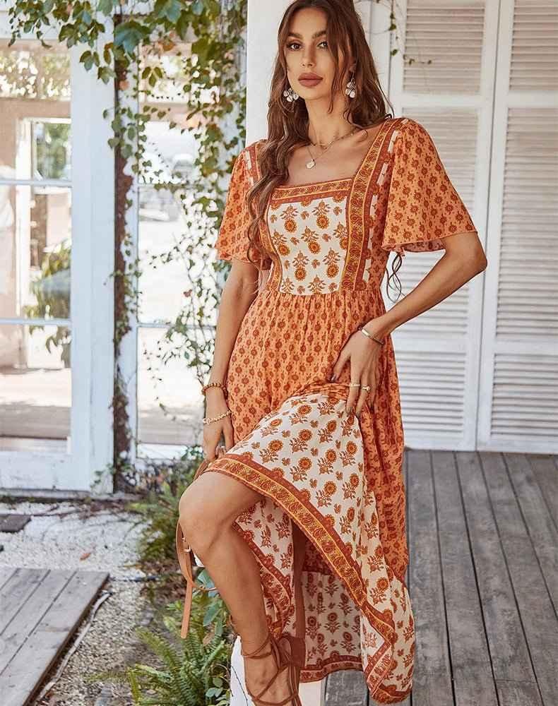 Robe longue bohème d'été à fleurs