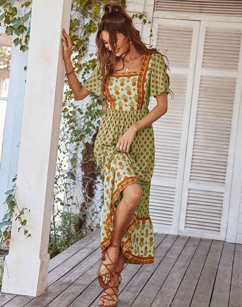 Robe longue bohème d'été à fleurs