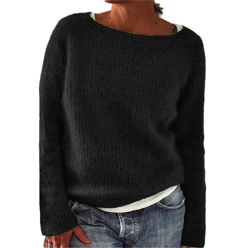 Weicher Strickpullover Klassisches Design Damen - IdealeKleiden
