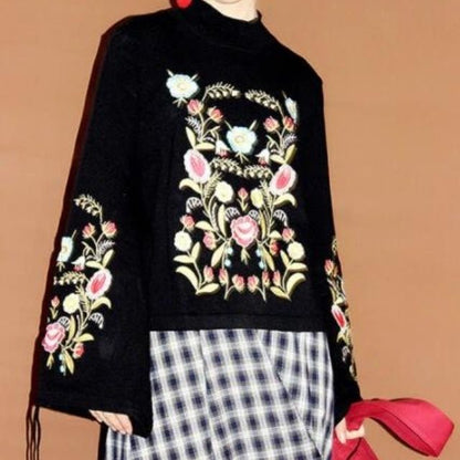 Pull-overs fleuris brodés pour femme
