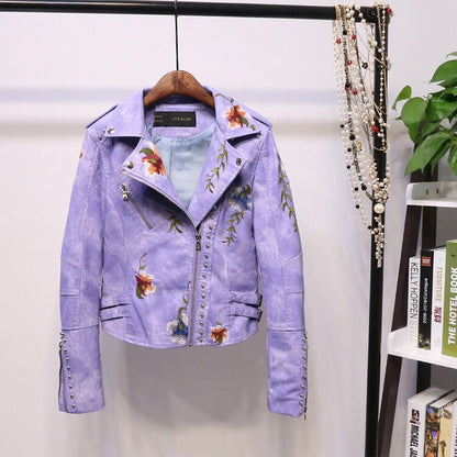 Blouson de motard stylé femme similicuir métallisé