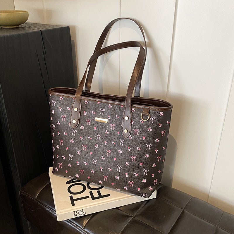 Stilvolle Blumen-Tasche Retro-Design mit Farbigen Trägern - IdealeKleiden