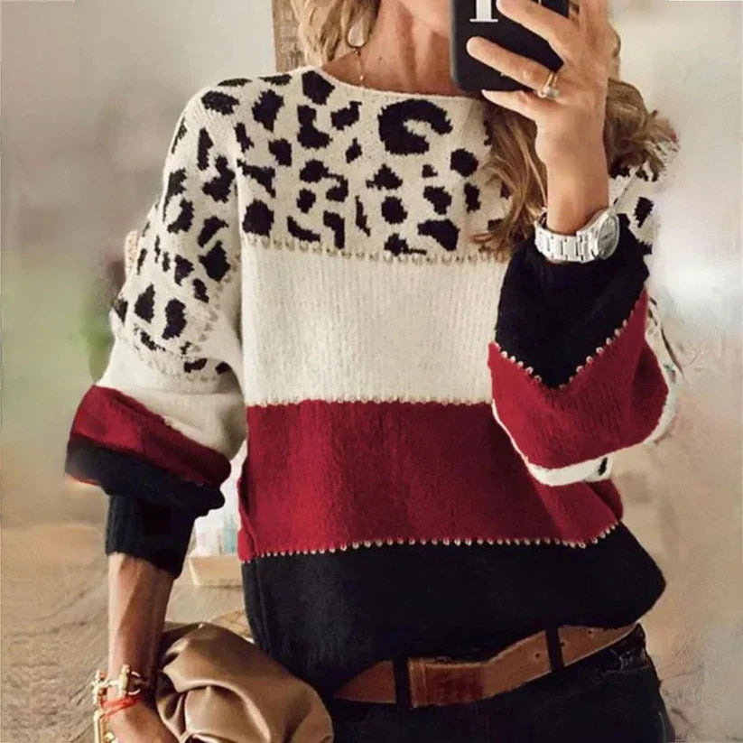 Pull léopard élégant femme moderne