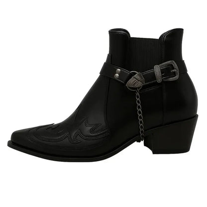 Herren Cowboy-Stiefel Schnalle Kette Western-Design - IdealeKleiden