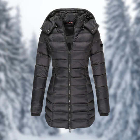 Manteau d'hiver femme mi-long capuche amovible