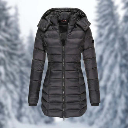 Manteau d'hiver femme mi-long capuche amovible