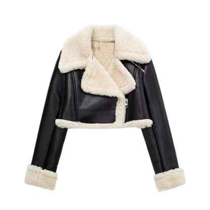 Damen Kurzjacke Teddy Futter Warm & Bequem - IdealeKleiden