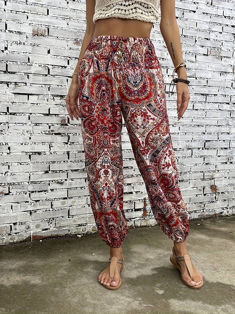Pantalon féminin coloré à imprimé tendance