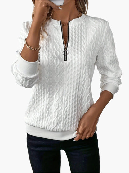 Pull en tricot torsadé à col zippé pour homme