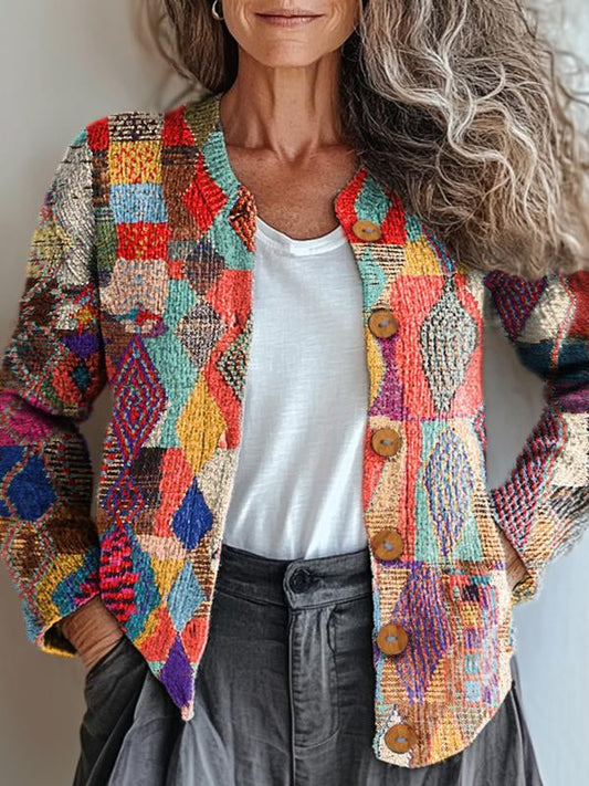 Bunte Flickenjacke Damen Trendy - IdealeKleiden