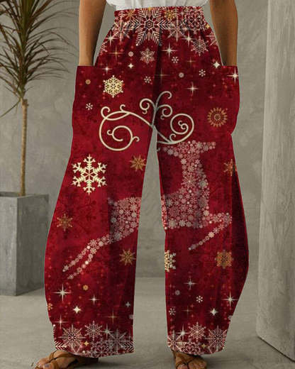 Pantalon de Noël Pantalon décontracté avec imprimé festif