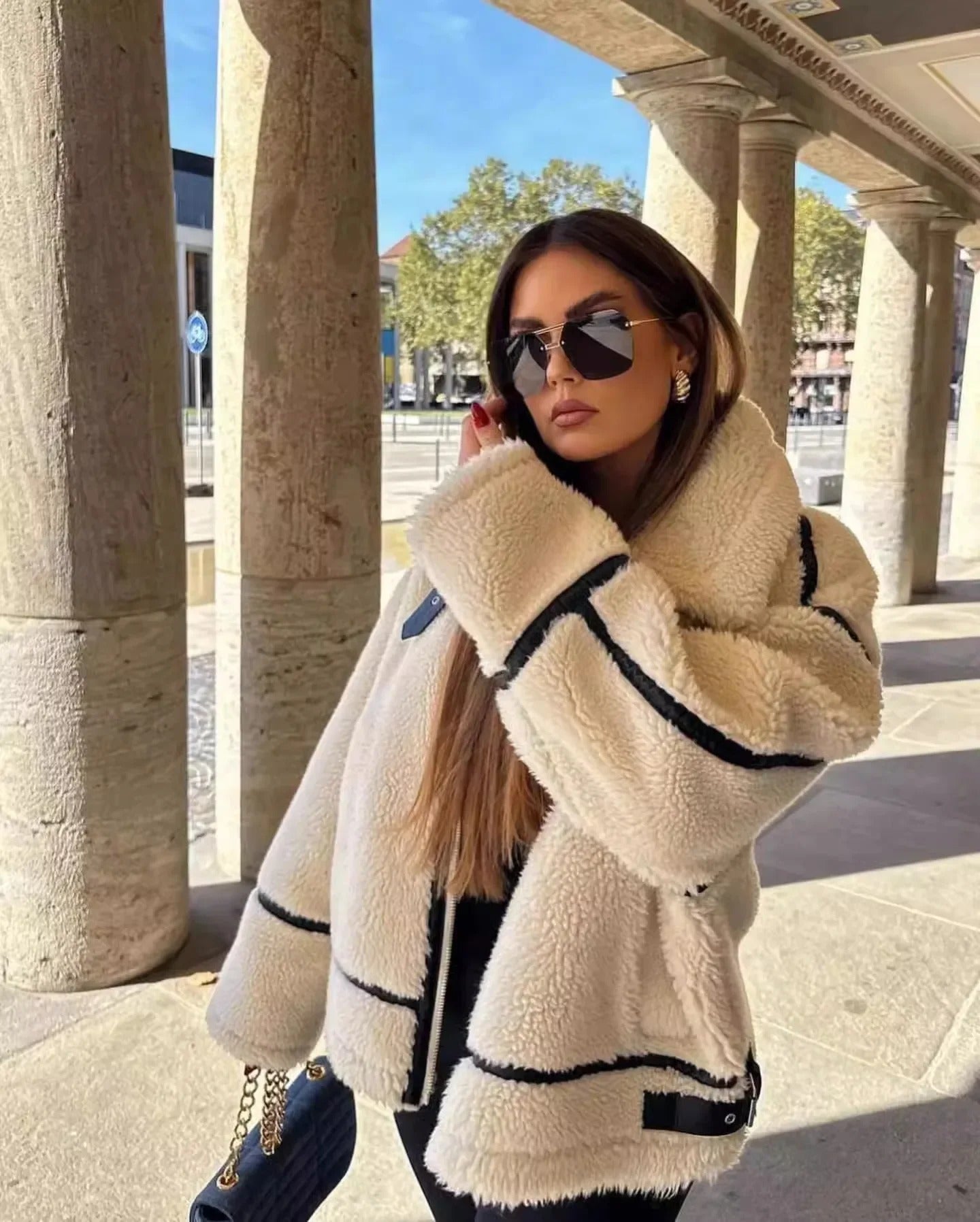 Veste en teddy douce et chaude pour l'hiver