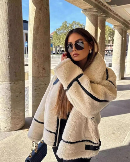 Veste en teddy douce et chaude pour l'hiver
