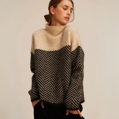 Pull-over col roulé doux pour femme en grosse maille