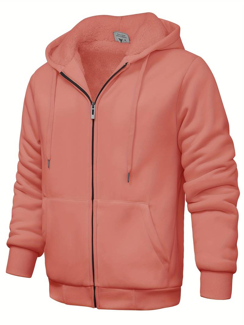 Pull à capuche uni avec fermeture éclair moderne