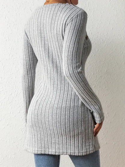 Stilvoller Frauen Pullover Langarm Gerippt - IdealeKleiden