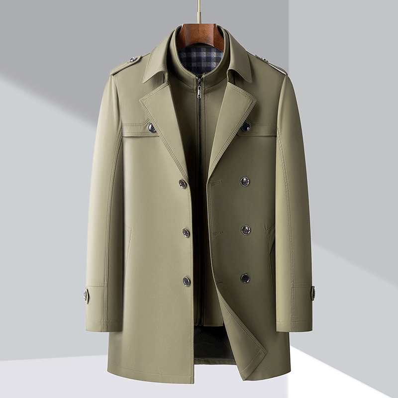 Trench-coat moderne pour homme à double boutonnage