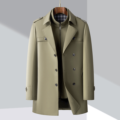 Trench-coat moderne pour homme à double boutonnage