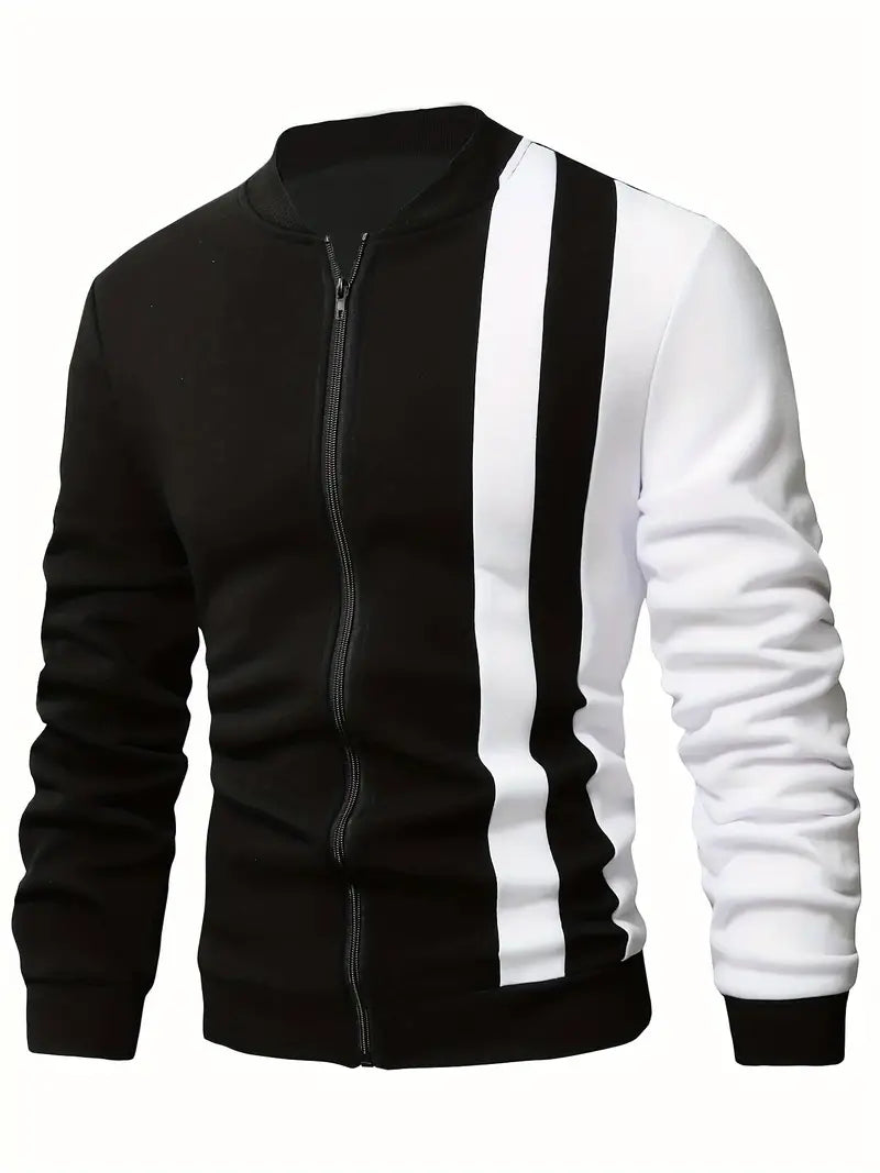 Veste de baseball tendance à motif color block