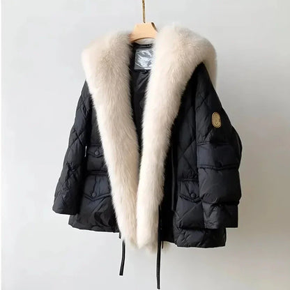 Veste de luxe col fourrure élégante