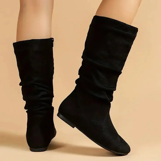 Hohe Stiefeletten Wildleder Braun Reißverschluss - IdealeKleiden