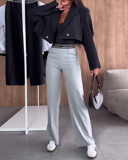 Pantalon élégant pour femme noir avec fermeture éclair