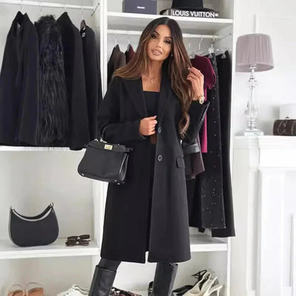 Manteau long d'hiver pour femme élégant noir