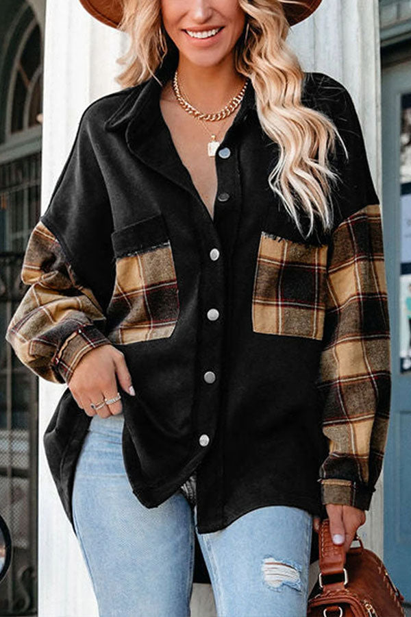 Veste patchwork oversize avec poche poitrine
