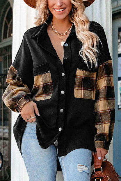 Veste patchwork oversize avec poche poitrine