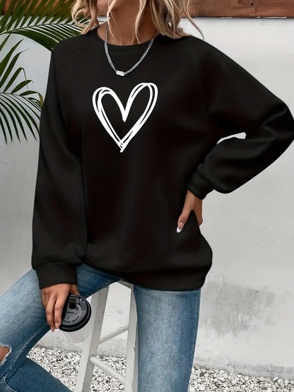Pull élégant motif cœur pour femme