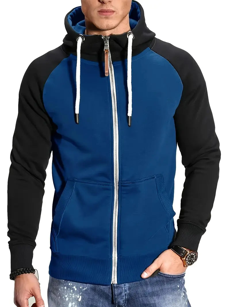 Pull Homme Manches Longues Capuche Fermeture Éclair