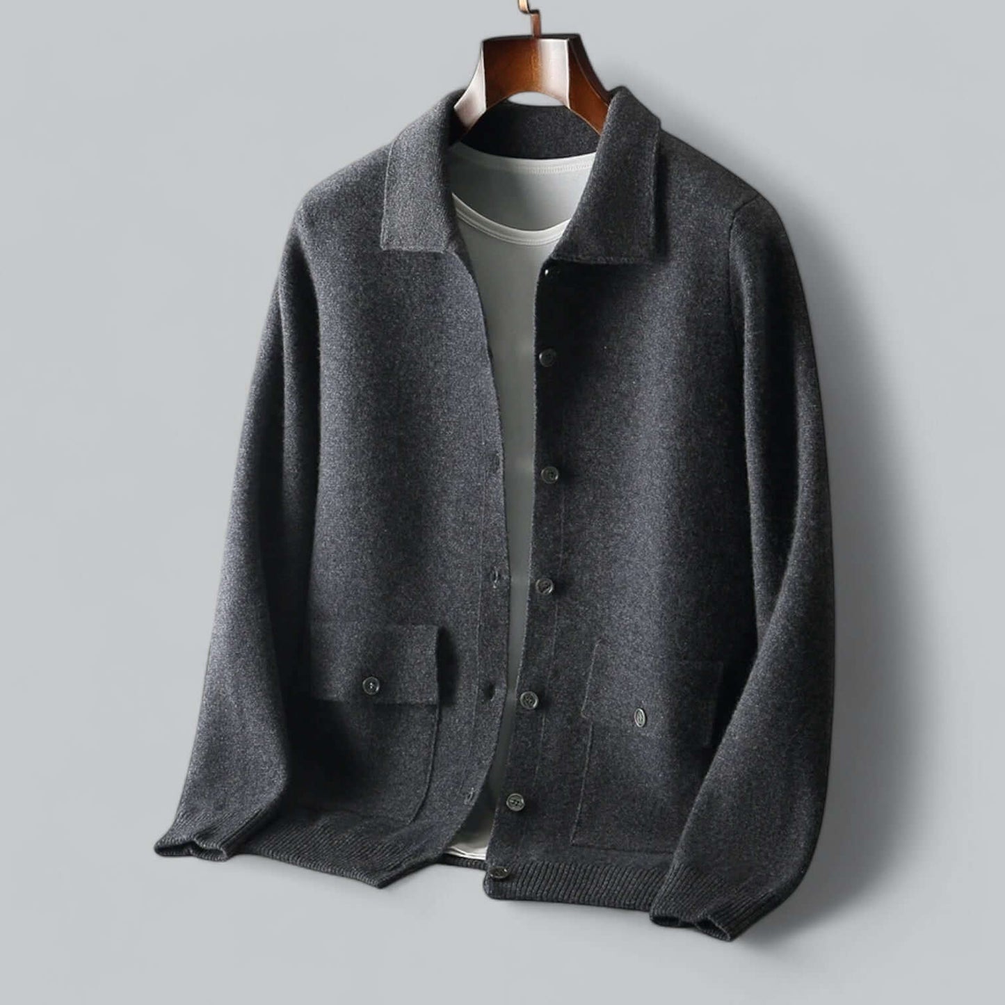 Cardigan homme en cachemire, coupe moderne, noir
