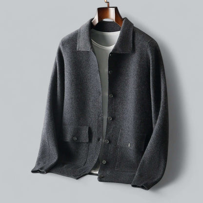 Cardigan homme en cachemire, coupe moderne, noir