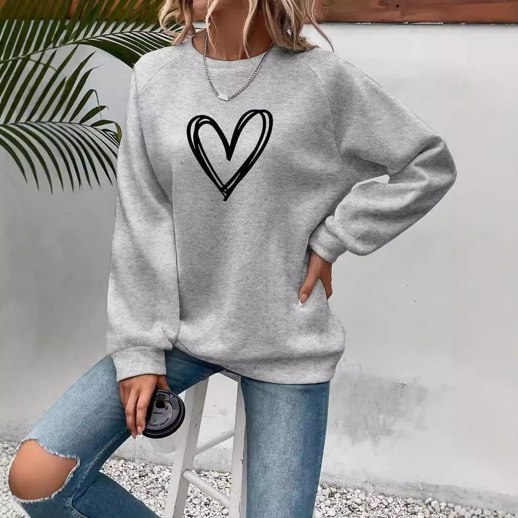 Sweat-shirt tendance femme col rond manches longues