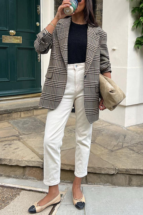 Élégante veste en laine à col montant pour femme