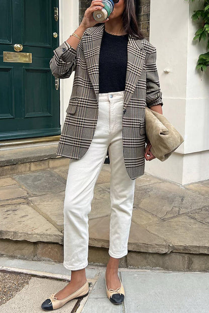 Élégante veste en laine à col montant pour femme