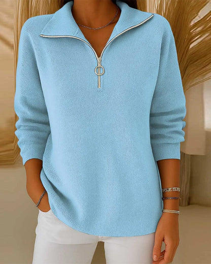 Écharpe pour femme avec demi-fermeture éclair devient : Pull à col en V pour femme