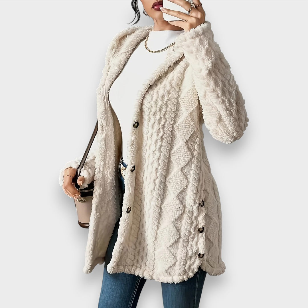 Cardigan à capuche en peluche douce pour femme
