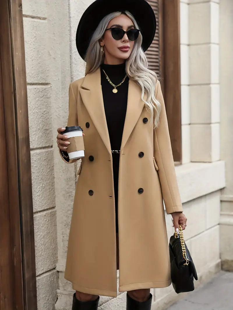 Manteau femme élégant boutons à double boutonnage