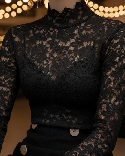 Blouse Femme Dentelle Printemps Élégante