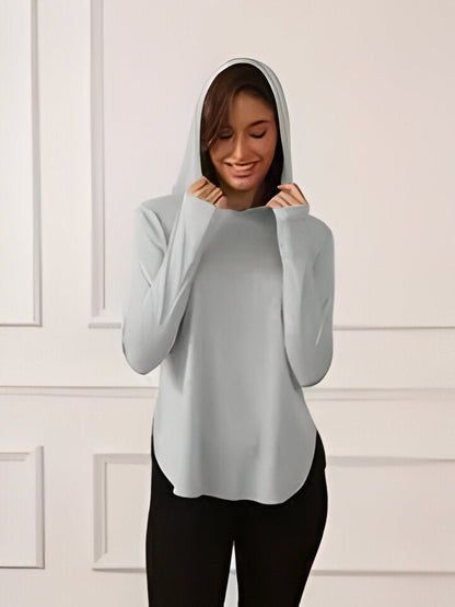 Haut de protection solaire léger à capuche pour femme