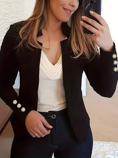 Blazer long à manches longues pour femmes, style ouvert, printemps