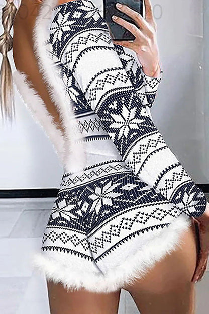 Robe de Noël à manches longues et dos nu pour femme